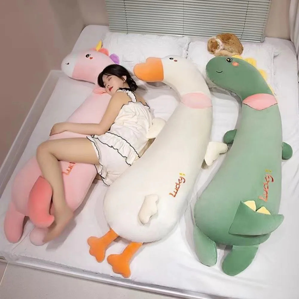 Cute Long Body Pillow Plush Animal Hugging Pillow for Side Sleeping Cuddly Gift for Girlfriend Best Friend Birthday Gift