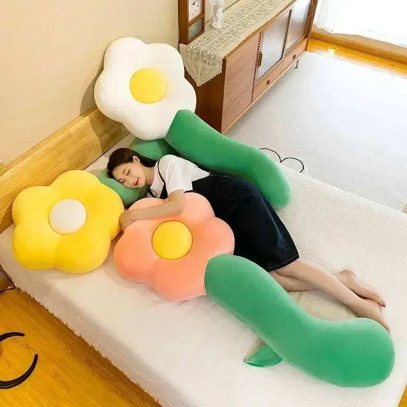 Long Sunflower Plush Body Pillow Cute Large Flower Stuffed Cushion Sofa Decorative Stuffed Body PillowBed Sleeping Back Cushion